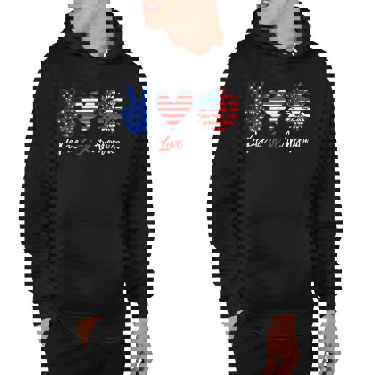 Peace Love America Funny 4Th Of July Sunflower  Hoodie