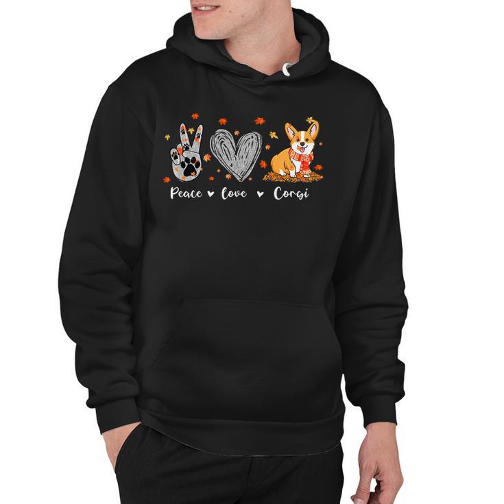 Peace Love Corgi Funny Corgi Dog Lover Pumpkin Fall Season Hoodie