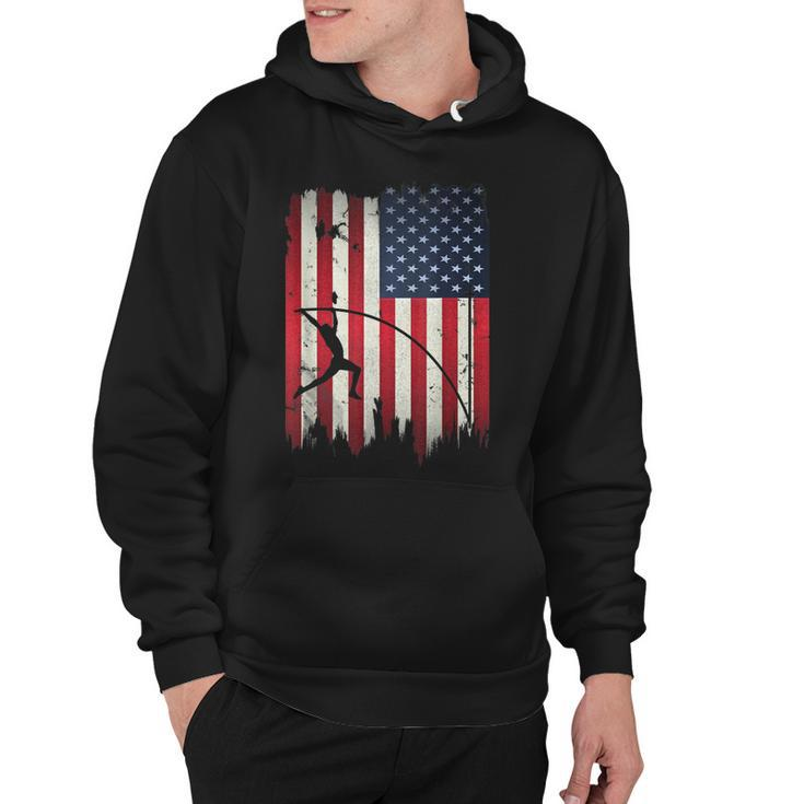 Pole Vault Usa American Flag 4Th Of July Jump Sports Gift  Hoodie