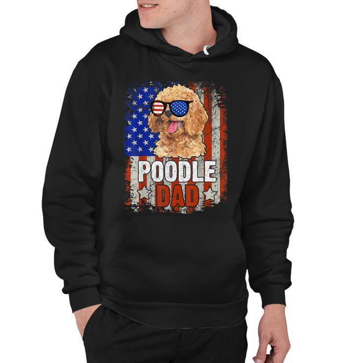 Poodle Dad 4Th Of July American Flag Glasses Dog Men Boy  Hoodie