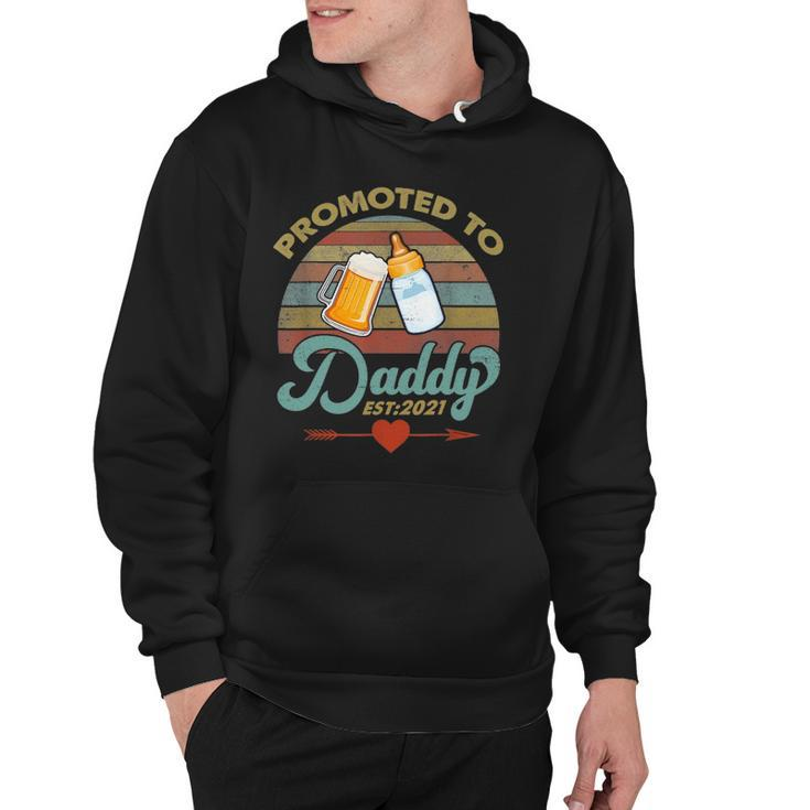 Promoted To Daddy Est 2021 Beer Dad Bottle Baby Shower Hoodie