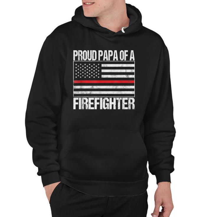 Red Line Flag  Proud Papa Of A Firefighter Fireman Hoodie