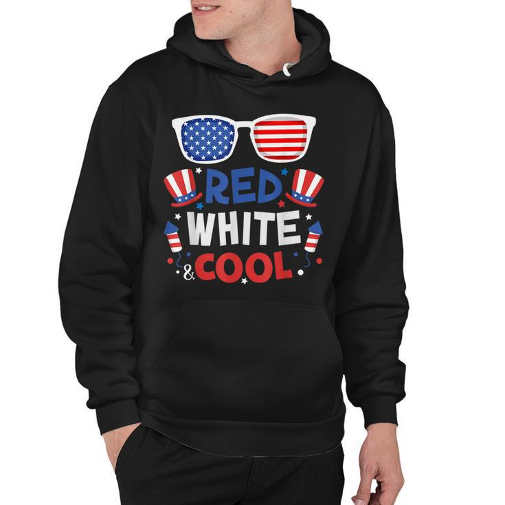 Red White And Cool Sunglasses 4Th Of July Toddler Boys Girls  Hoodie