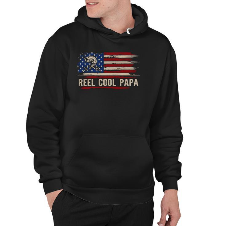 Reel Cool Papa American Usa Flag Funny Fishingfish Gift  Hoodie