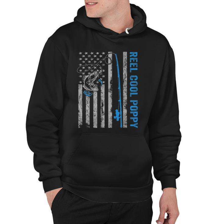 Reel Cool Poppy Fathers Day American Flag Fishing Hoodie