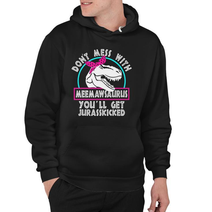 Retro Dont Mess With Meemawsaurus Youll Get Jurasskicked Hoodie