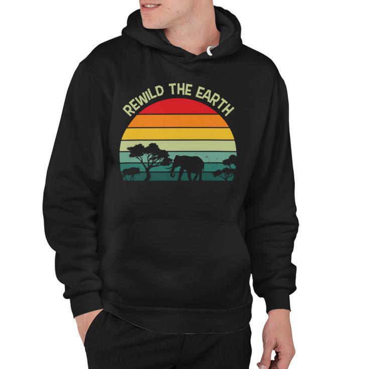 Rewild The Earth Animal Forest Earth Day Hoodie