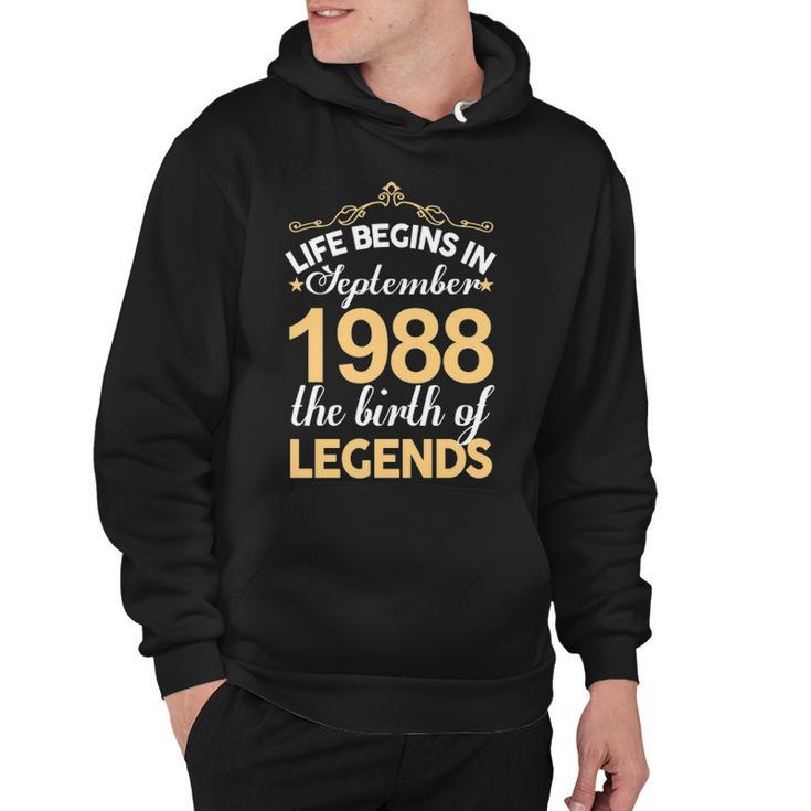 September 1988 Birthday   Life Begins In September 1988 V2 Hoodie