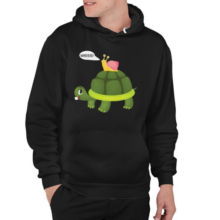 Snail Riding Turtle Funny Gift Hoodie