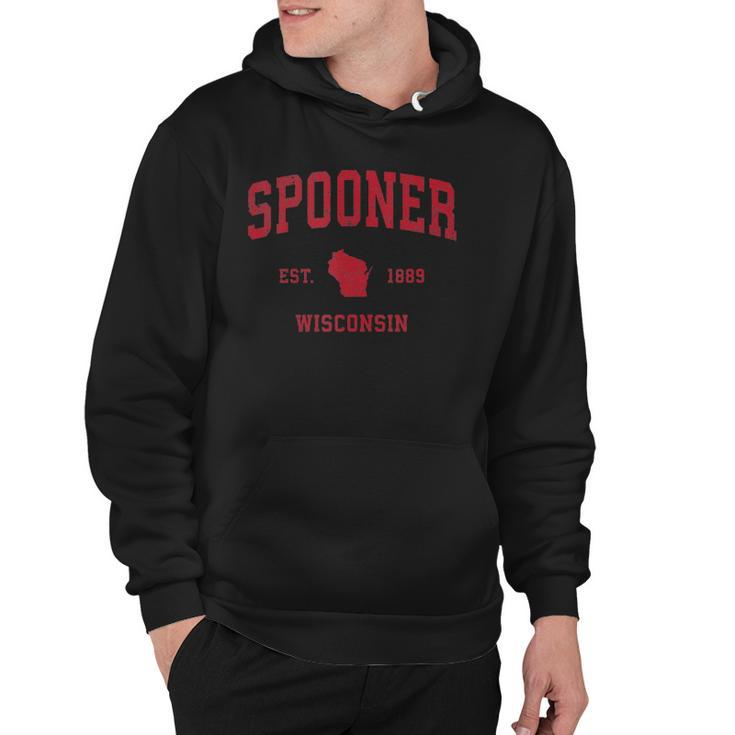 Spooner Wisconsin Wi Vintage Sports Design Red Print Hoodie