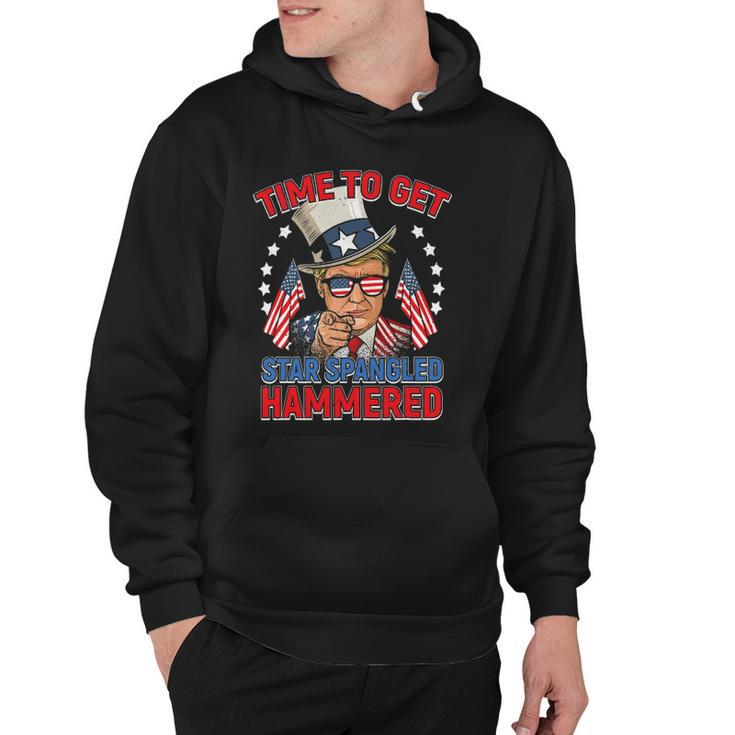 Trump 4Th Of July  Star Spangled Hammered Drinking Tee Hoodie