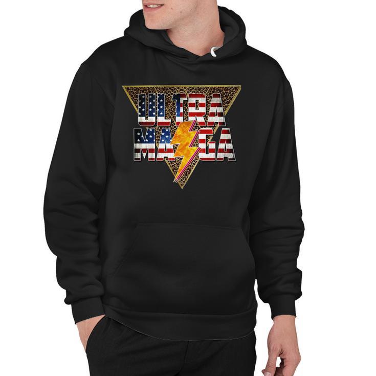 Ultra Maga Distressed Lightning Leopard Proud Ultramaga Gift Hoodie