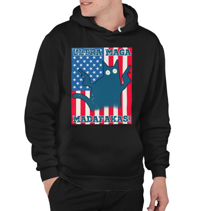 Ultra Maga Madafakas Cat American Flag Hoodie