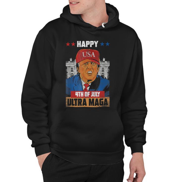 Ultra Maga Trump Happy 4Th Of July American Flag  Hoodie