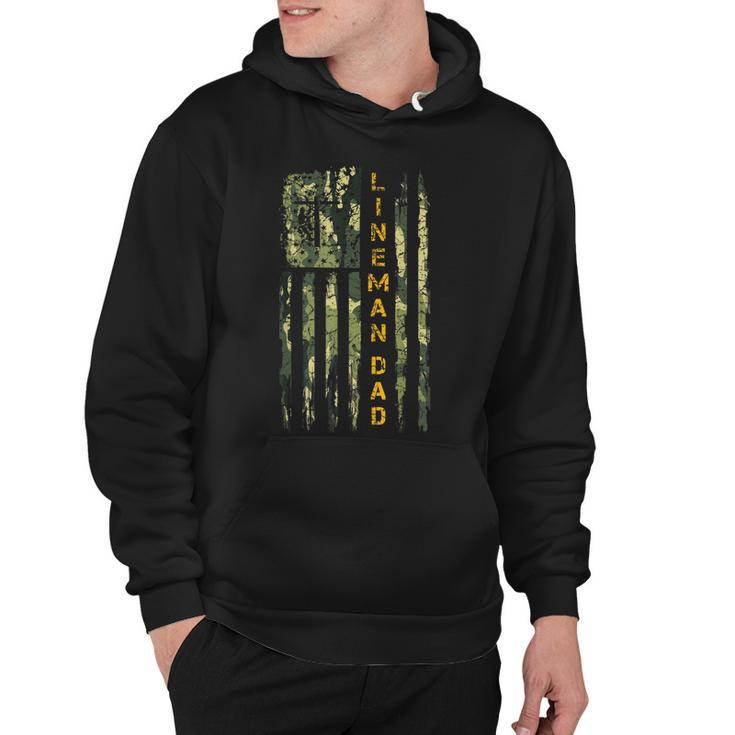Usa Camo Flag Proud Electric Cable Lineman Dad Silhouette  Hoodie