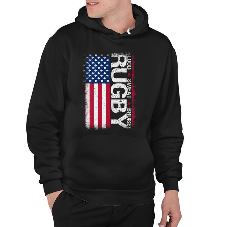 Usa Rugby American Flag Distressed Rugby 4Th Of July Gift Hoodie