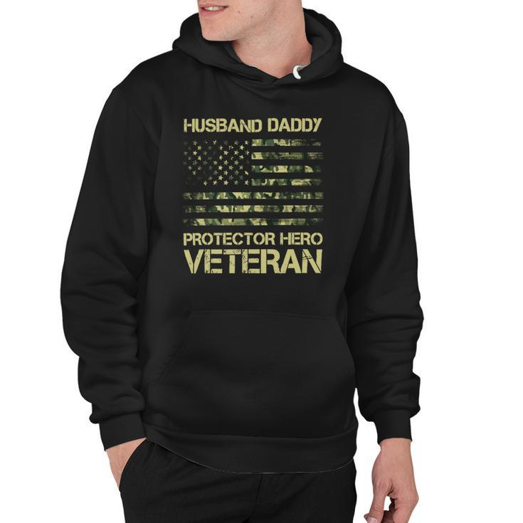 Veteran Husband Daddy Protector Hero Veteran American Flag Vintage Dad 2 Navy Soldier Army Military Hoodie