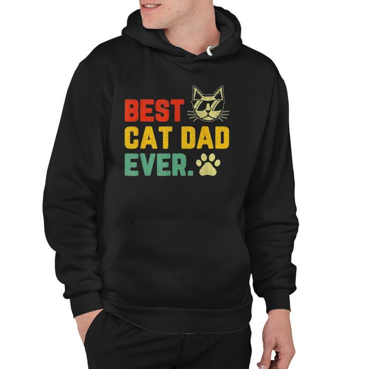 Vintage Best Cat Dad Ever Cat With Sunglasses Fathers Day Hoodie