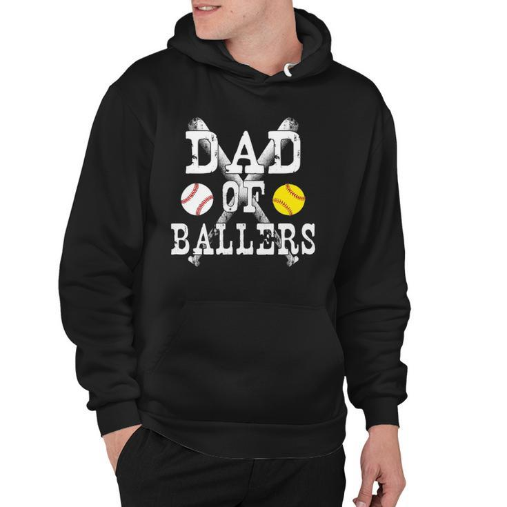 Vintage Dad Of Ballers Funny Baseball Softball Lover Hoodie