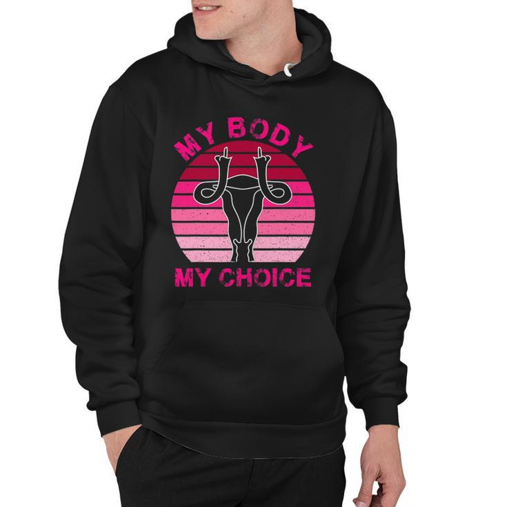 Vintage Retro My Body My Choice Middle Finger Uterus 1973 Gift Hoodie