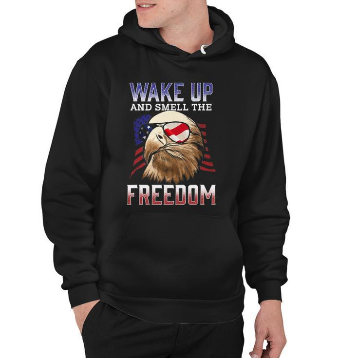 Wake Up And Smell The Freedom Murica American Flag Eagle Hoodie