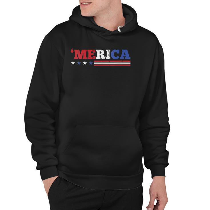 Womens Merica 4Th Of July Independence Day Patriotic American V-Neck Hoodie
