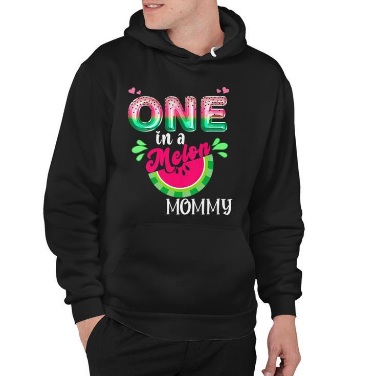 Womens One In A Melon Mom Outfit Birthday Matching Group Summer V-Neck Hoodie