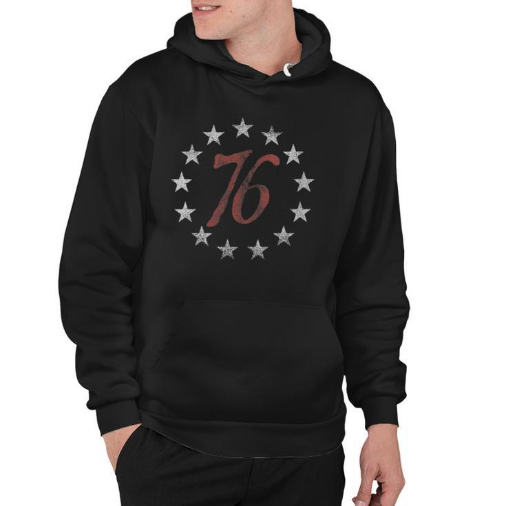 Womens The Spirit 76 Vintage Retro 4Th Of July Independence Day V-Neck Hoodie