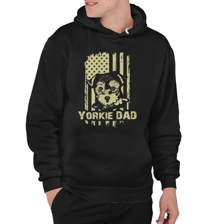 Yorkie Dad Cool Proud American Flag Fathers Day Gift Hoodie