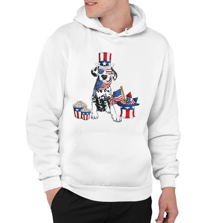 4Th Of July Dalmatian With American Flag Sunglasses Hoodie