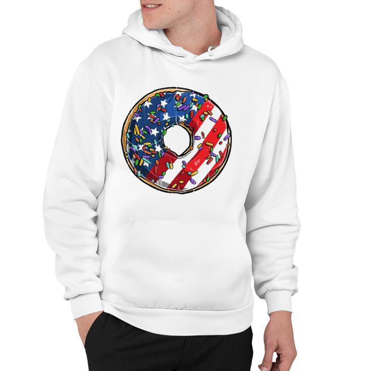 4Th Of July Donut Usa Flag  Graphic American Doughnut  Hoodie