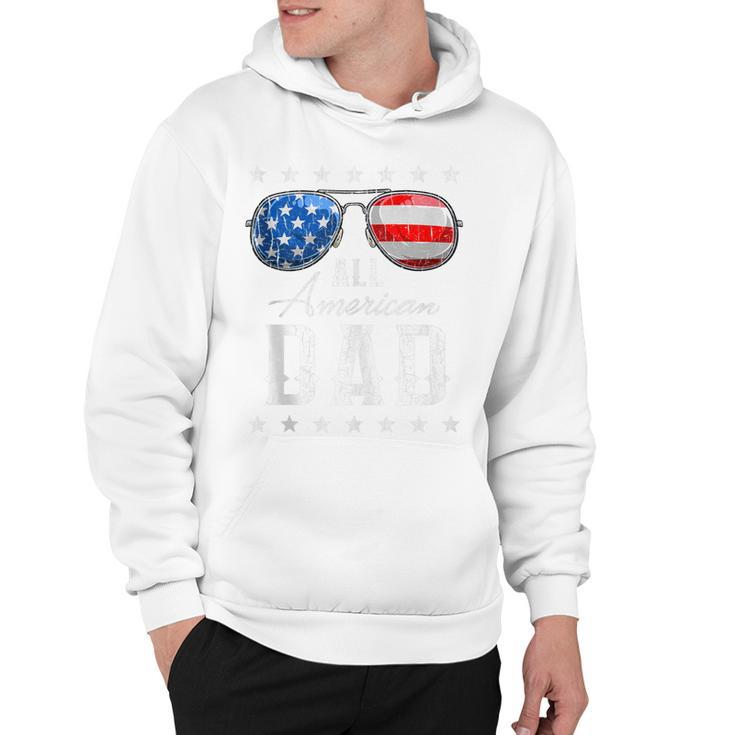 All American Dad  Usa Flag Sunglasses 4Th Of July Dad  Hoodie