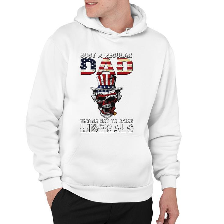 Fathers Day Just A Regular Dad Trying Not To Raise Liberals Hoodie