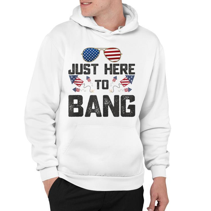 Fourth Of July 4Th Fireworks Just Here To Bang American Flag  Hoodie