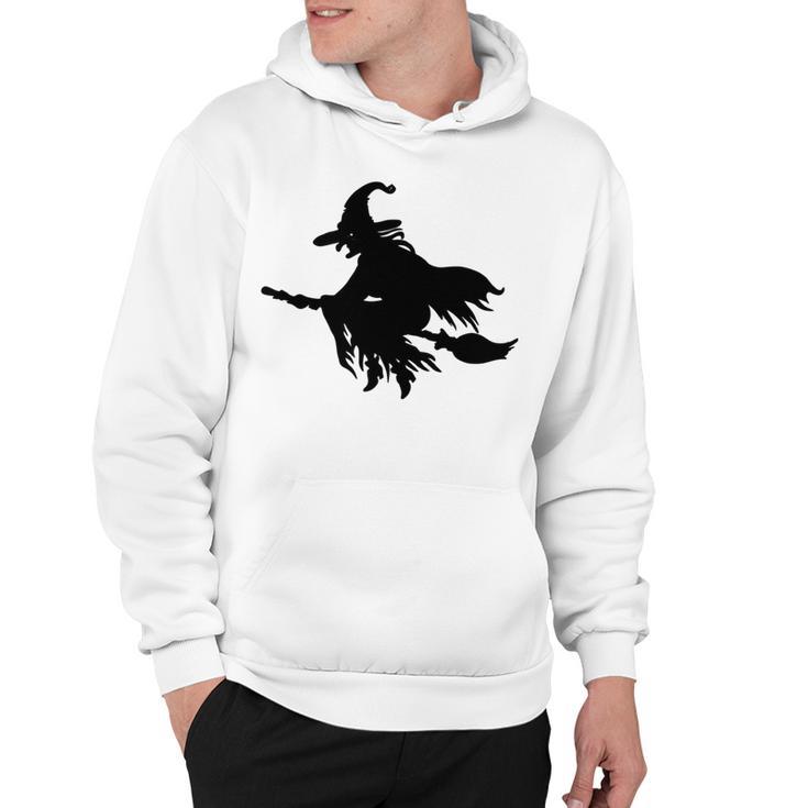 Halloween Scary Old Witch On Broom Art Design Pattern Hoodie