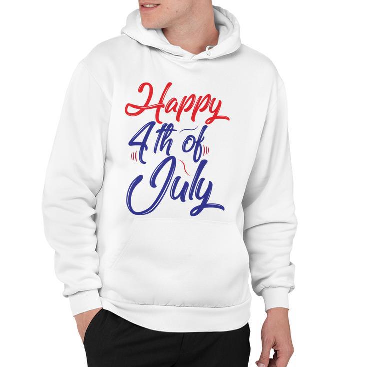 Happy 4Th Of July Dark Red Blue Text Hoodie