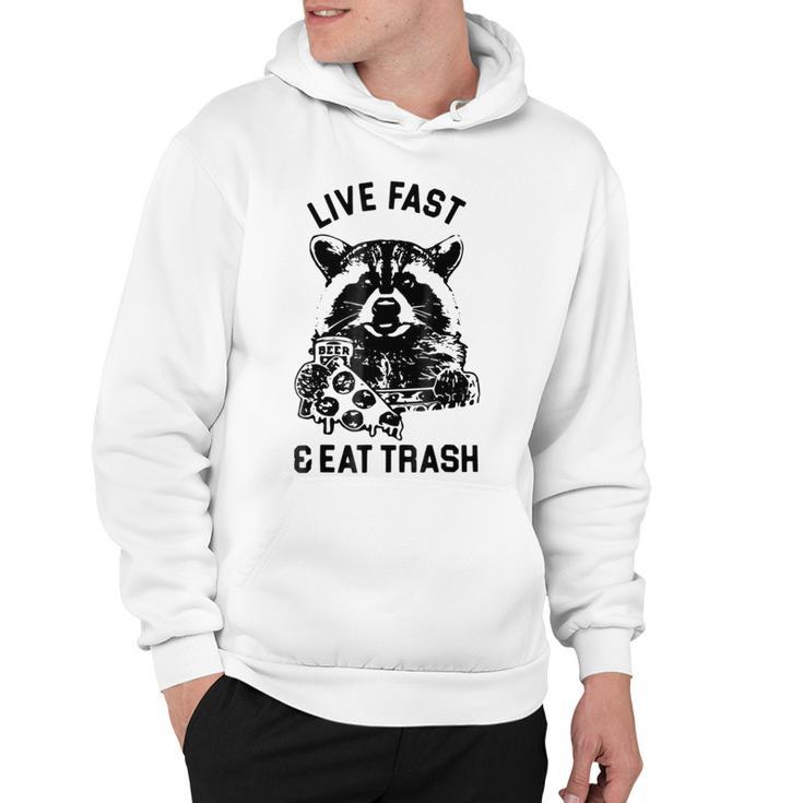 Live Fast Eat Trash Funny Raccoon Hiking Hoodie