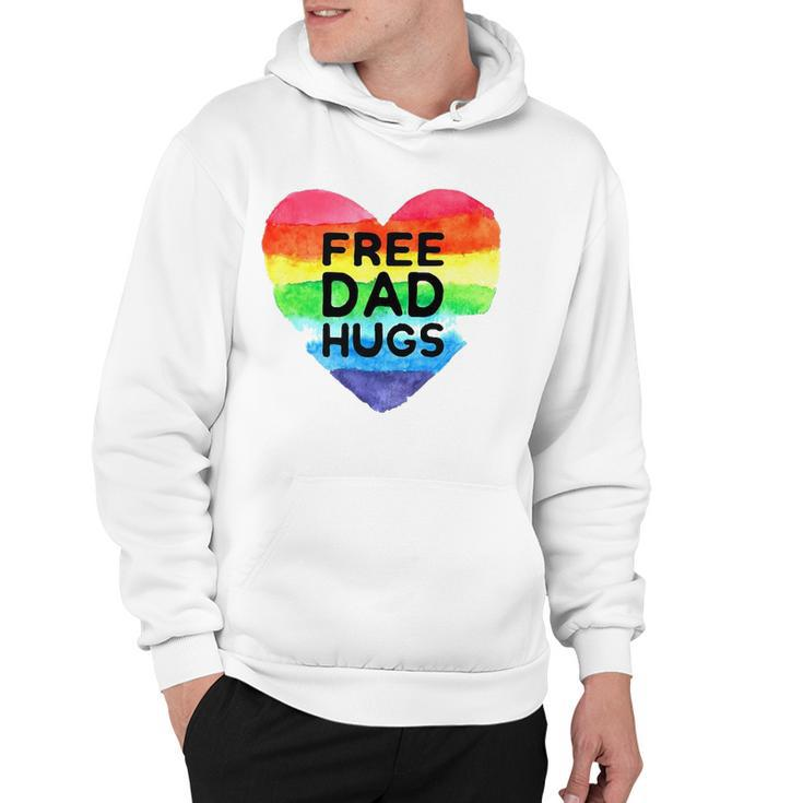 Mens Free Dad Hugs  Rainbow Heart Flag Gay Lgbt Pride Month Hoodie