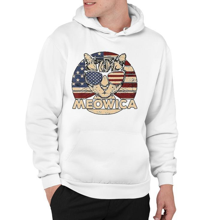 Meowica American Cat 4Th Of July Flag Sunglasses Plus Size Hoodie