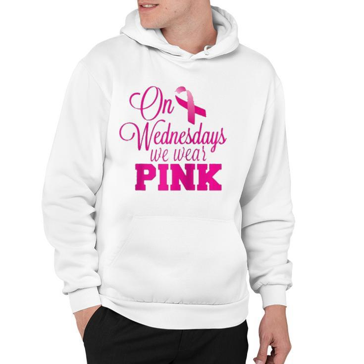 On Wednesdays We Wear Pink Breast Cancer Awareness Raglan Baseball Tee Hoodie