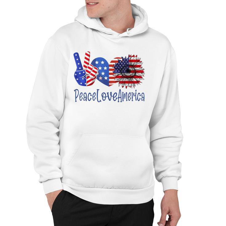 Peace Love America 4Th July Patriotic Sunflower Heart Sign  V3 Hoodie