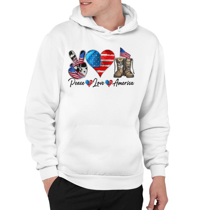 Peace Love America Vintage 4Th Of July Western America Flag  Hoodie