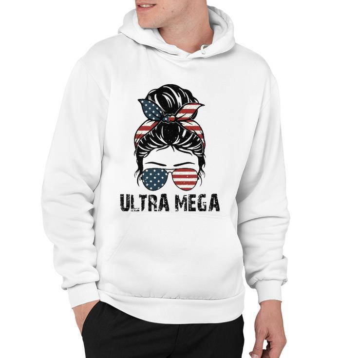 Pro Trump Ultra Maga Messy Bun Vintage Usa Flag Hoodie
