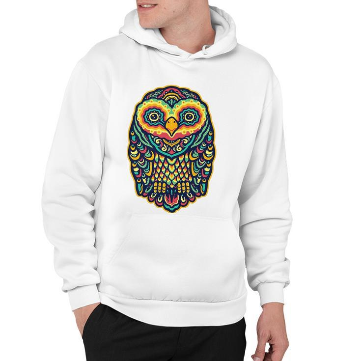 Psychedelic Owl Art Trippy Colors Colorful Rave Party Bird Hoodie