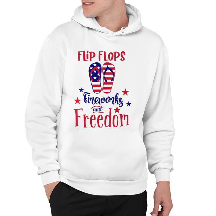 Womens July 4Th Flip Flops Fireworks & Freedom 4Th Of July Party V-Neck Hoodie