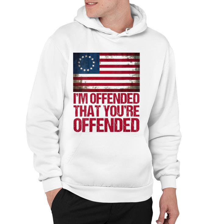 Womens Old Glory Betsy Ross Im Offended That Youre Offended V-Neck Hoodie