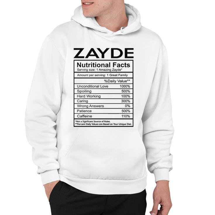 Zayde Grandpa Gift   Zayde Nutritional Facts Hoodie