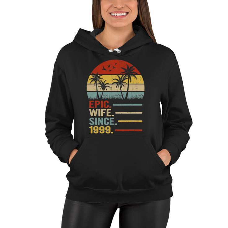 22Nd Wedding Anniversary For Her Retro Epic Wife Since 1999 Married Couples Women Hoodie