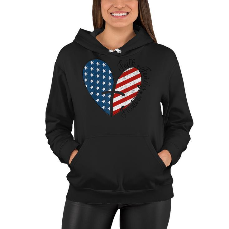 4Th Of July Faith Family Freedom American Flag Patriotic  Women Hoodie