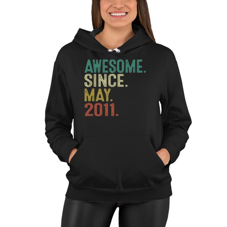 Awesome Since May 2011 Vintage 11Th Birthday 11 Years Old Women Hoodie